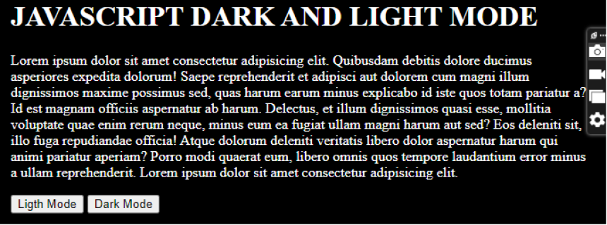 Dark and Light Mode WebPage