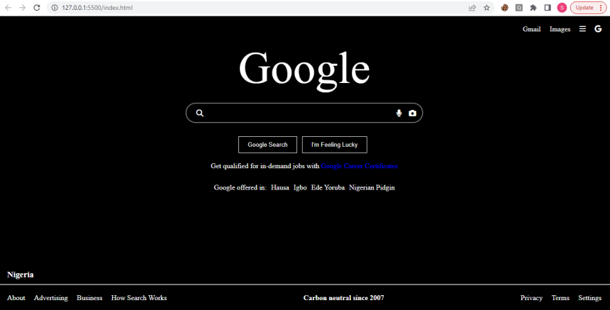 Google Landing page